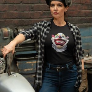 Laughing clown theme cartoon face t-shirt for men and women