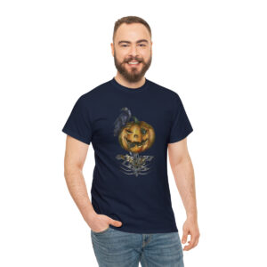 Scary Jack-o-lantern with a Raven Halloween T-shirt for men and women