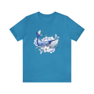 Big Blue Whale and Flowers Sea Life T-shirt