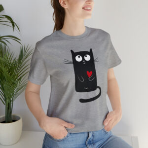 Red Heart Black Cat Angelic Look of Love Unisex Jersey Short Sleeve Tee