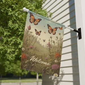 Butterfly Welcome Garden & House Banner