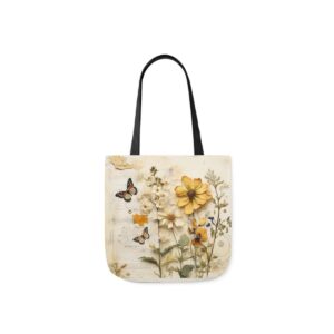 Watercolor Meadow Art Polyester Canvas Tote Bag