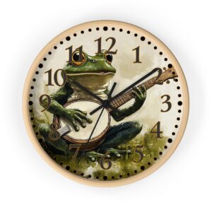 Whimsical Frog Banjo Wall Clock - Nature-Inspired Home Decor
