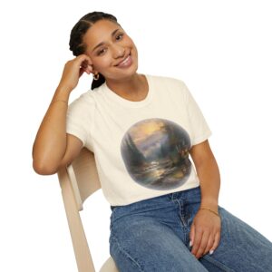 Scenic Cabin River Landscape T-Shirt — Painting on Tee